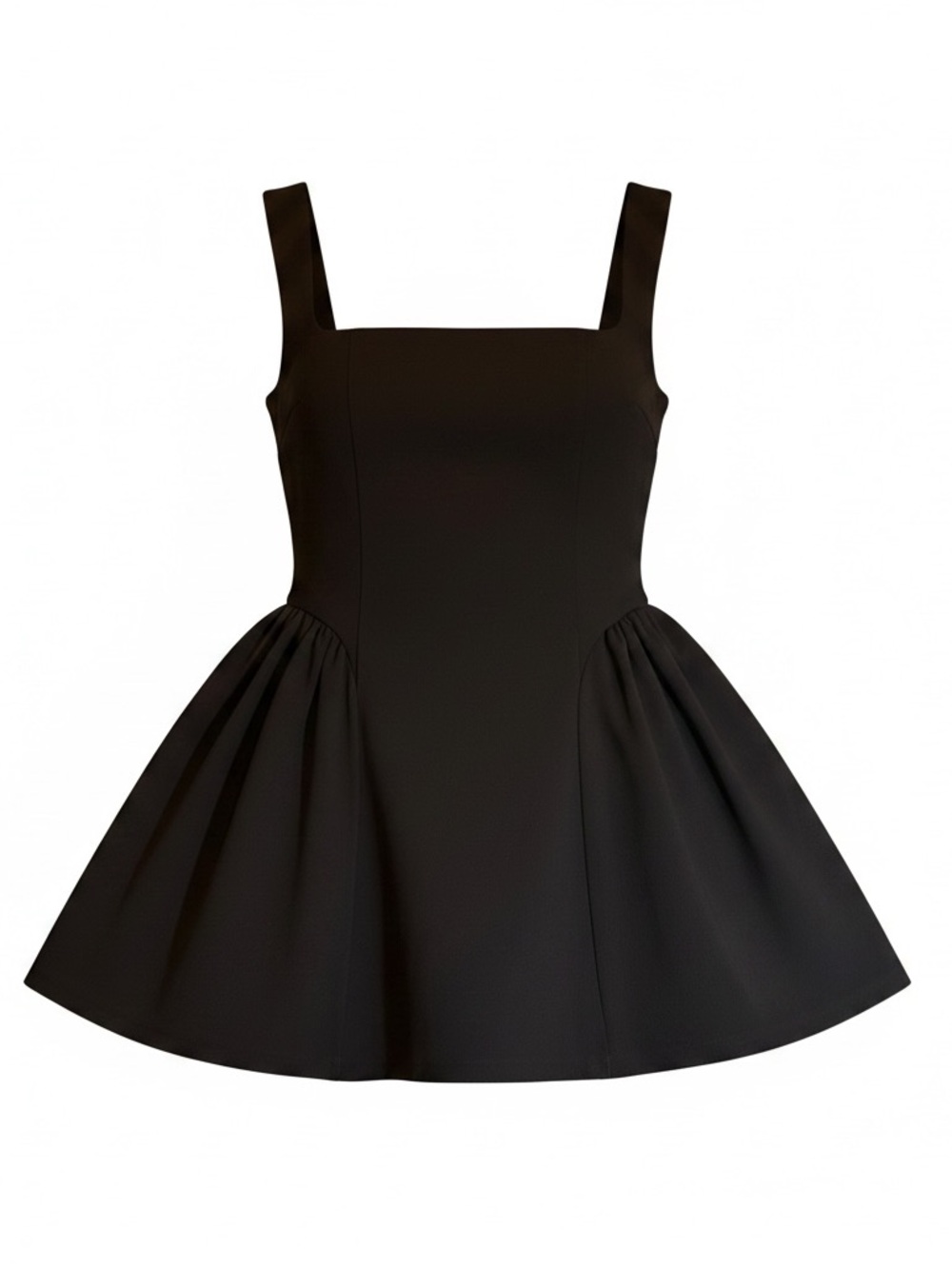 Cider Square Black Neck Solid Bowknot Pleated Zipper Mini Dress - Size L - Picture 2 of 3